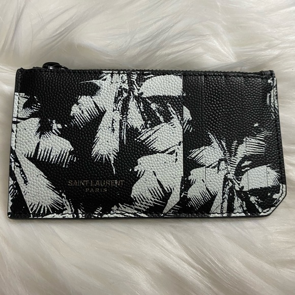 saint laurent palm tree card holder